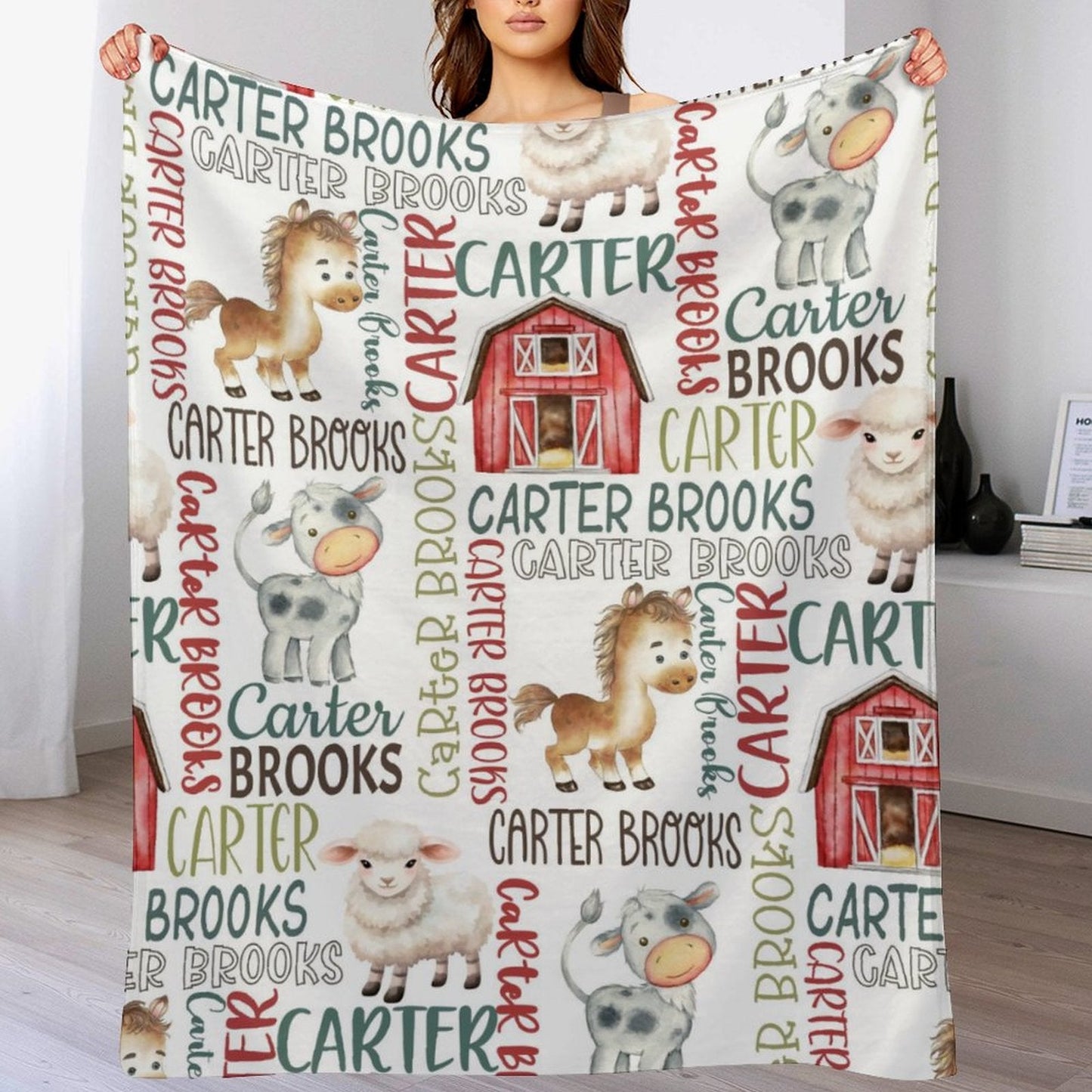 ️Personalized Farm Animal Blanket - Custom Name - Gift - Farm Blanket