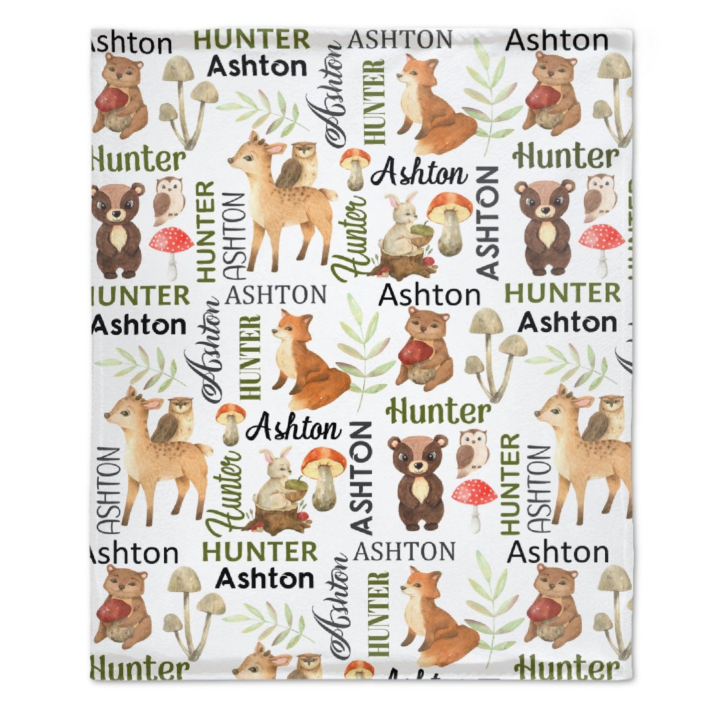 ️Forest Animals Personalized Custom Name Blanket