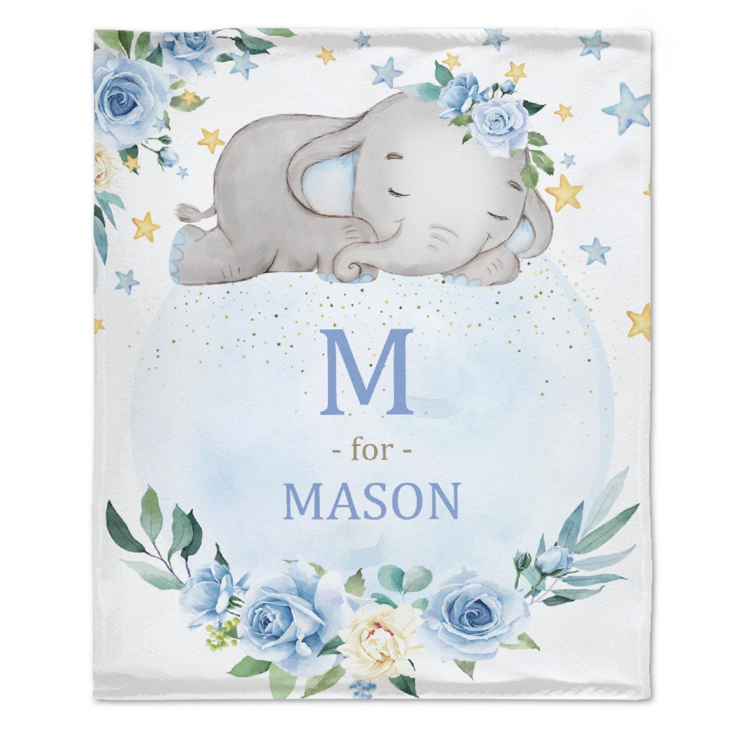 ️Customized Baby elephant Blanket With Personalized Name For Baby boys and girls