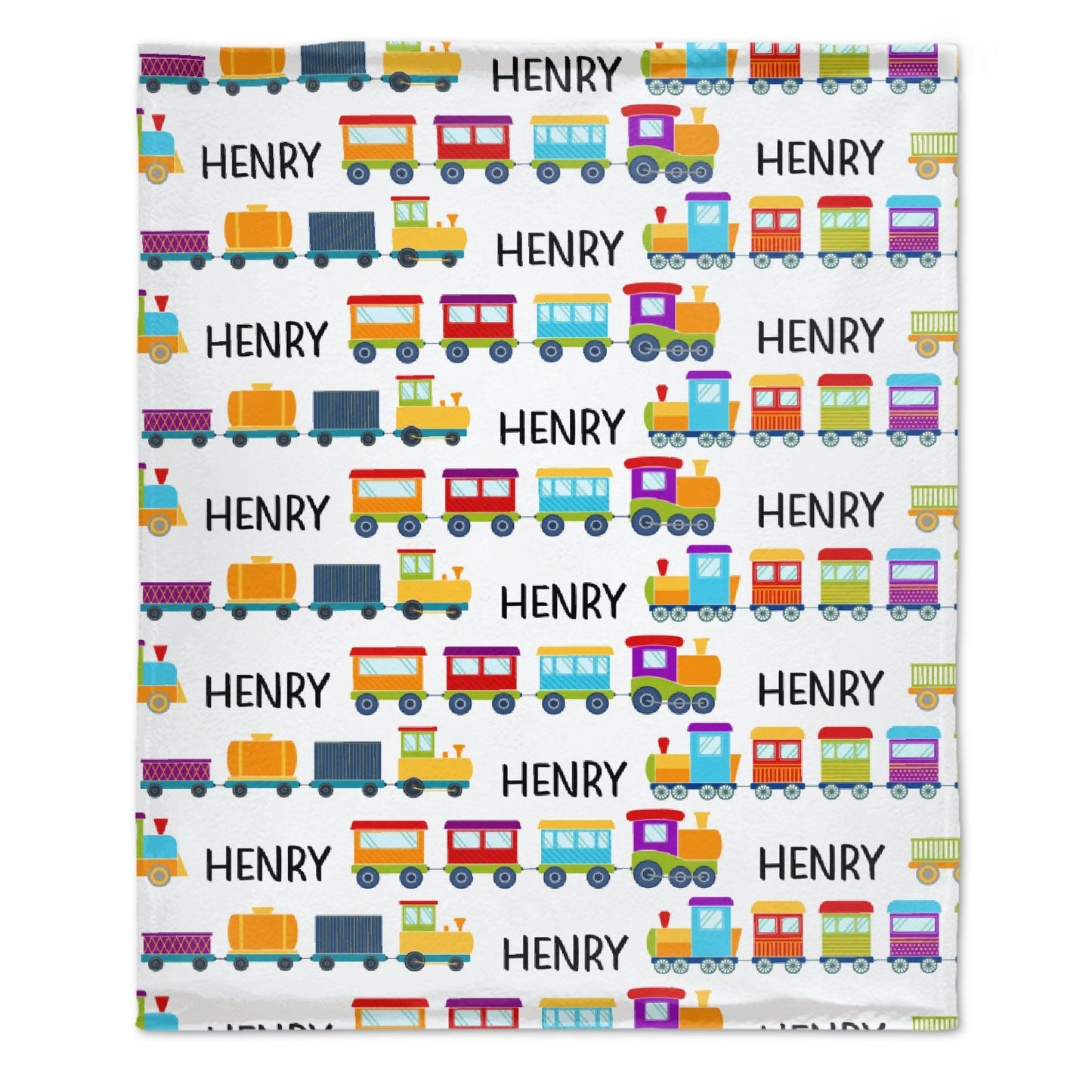 ️Personalized Name Cartoon Train Baby Blanket