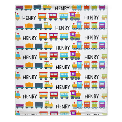 ️Personalized Name Cartoon Train Baby Blanket