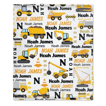 ️Personalized Construction Trucks Blanket for Kids