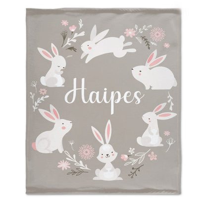 ️Personalized Baby Girl Bunny Rabbit Name Blanket