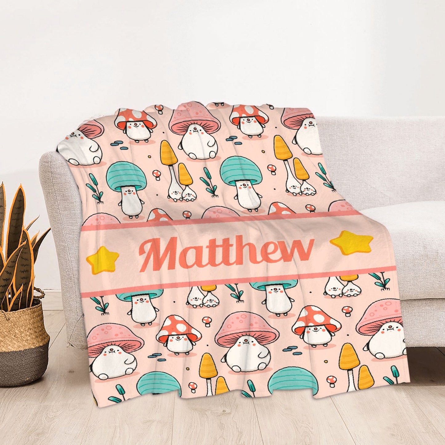 ️Personalized Cute Mushroom Blanket - Birthday Gifts For Girls Boys