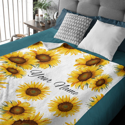 ️Personalized Custom Sunflower Blanket with Name for Adults Kids Baby