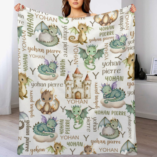 ️Personalized Name Dragon Castle Baby Blanket