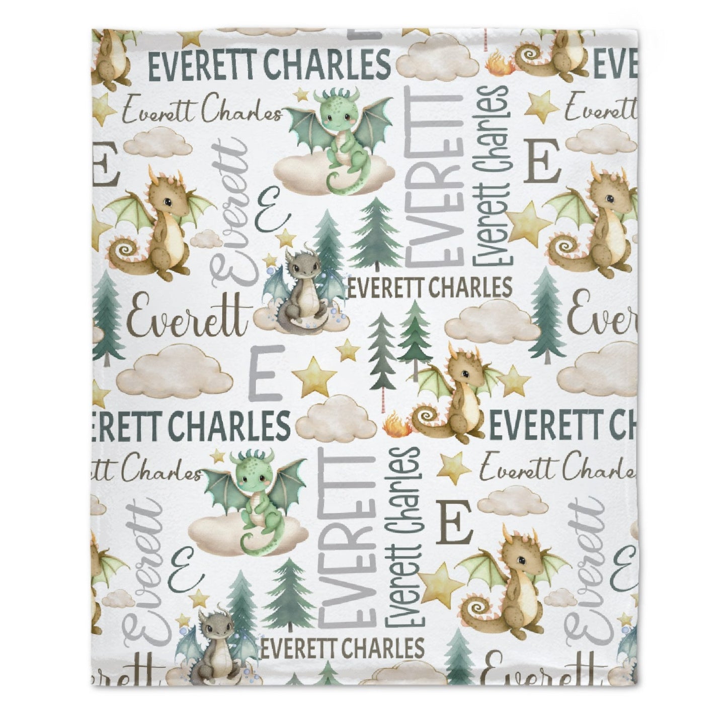 ️Personalized Custom Name Baby Swaddle Blanket-Fairytale Dragons