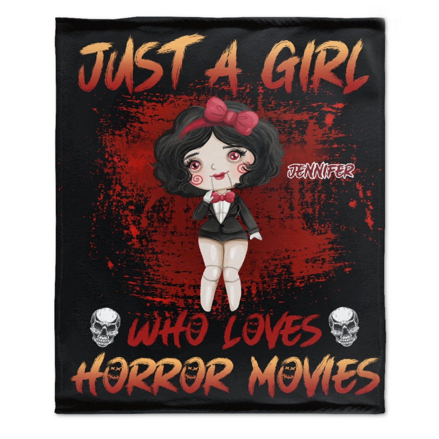 ️Personalized Name Custom Blanket-Just A Girl Love Horror Movies