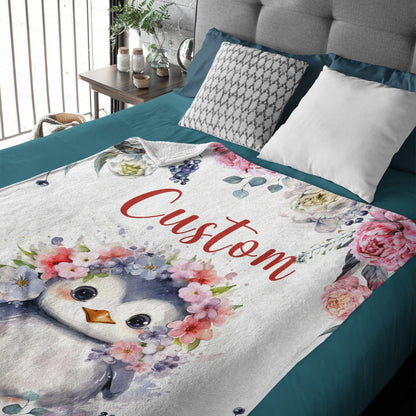 ️Name Custom Name Penguin Blanket Soft Plush Lightweight Throw Blanket