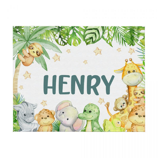 ️ Personalized Safari Jungle Blanket - Baby Gift