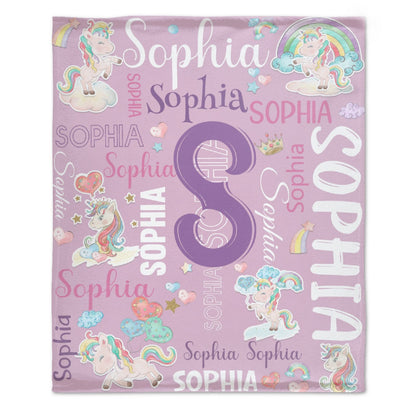 ️Personalized Unicorn Blanket for Girls Name Blankets
