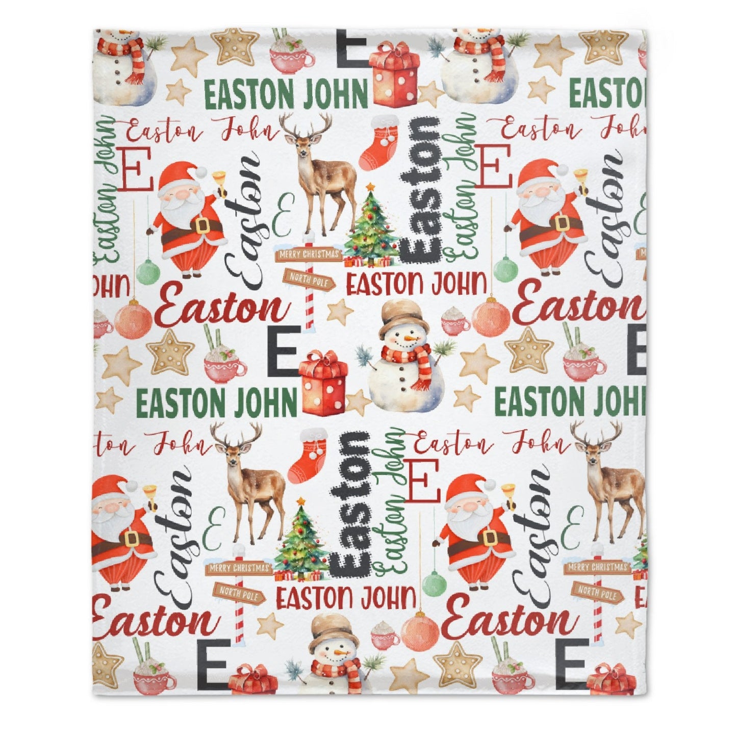 ️Personalized Christmas Baby Name Pattern Blanket