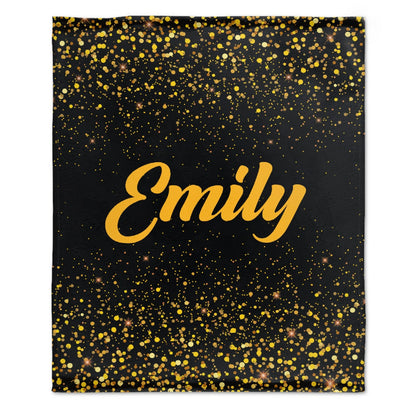 ️Sparkling Gold Glitter Personalized blanket with Name - Birthday Anniversary Gift