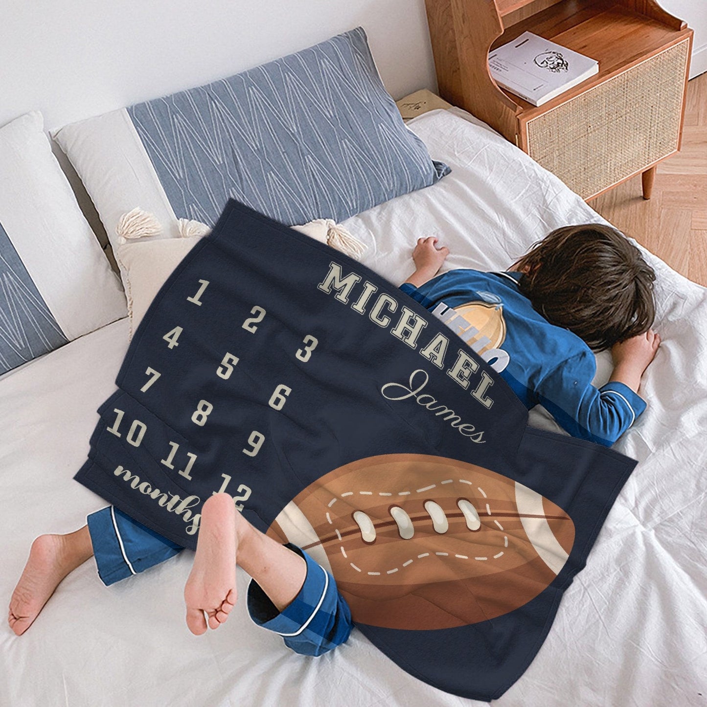 ️ Personalized Soccer Milestone Name Custom Blanket