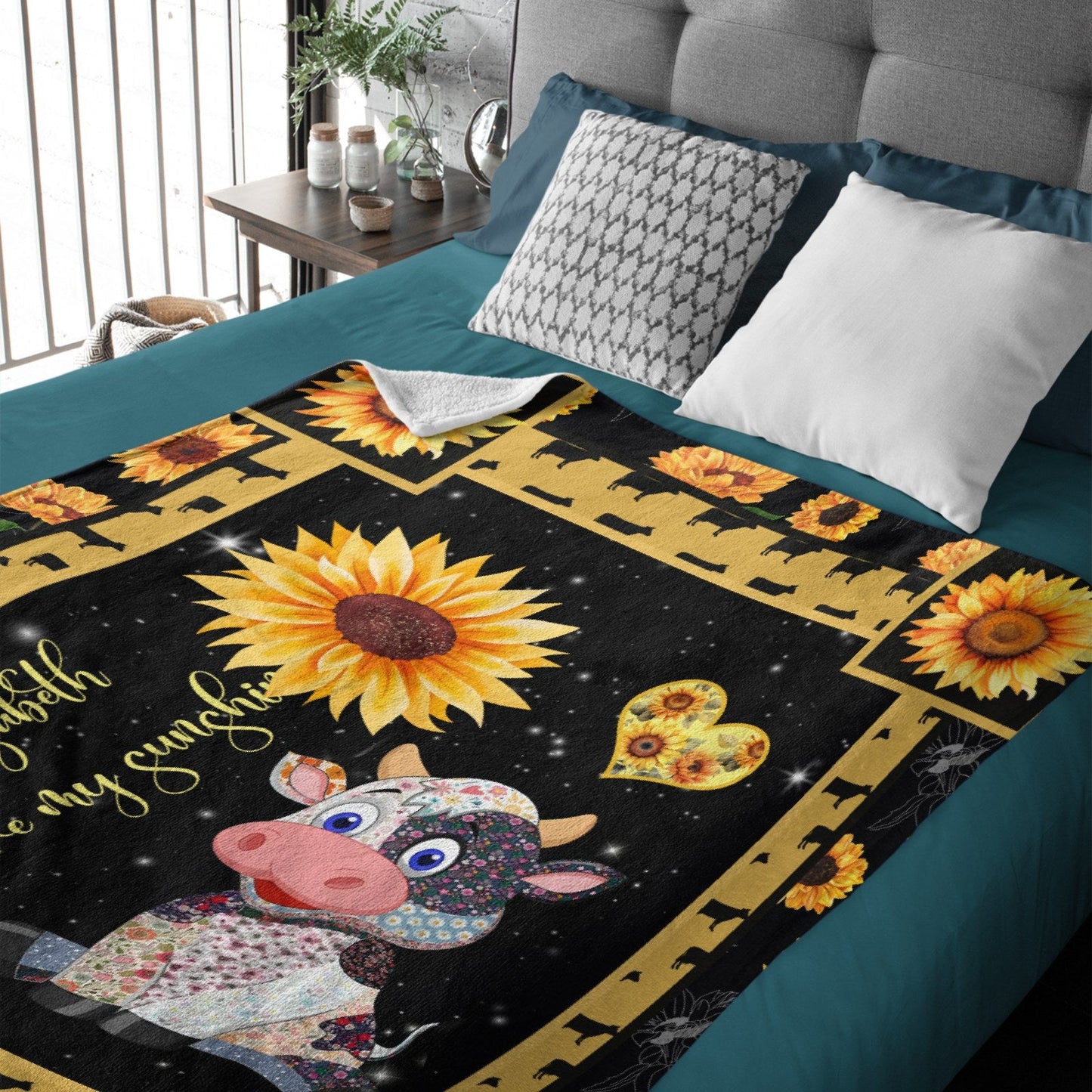 ️Personalized Cow Blanket - You are my sunshine