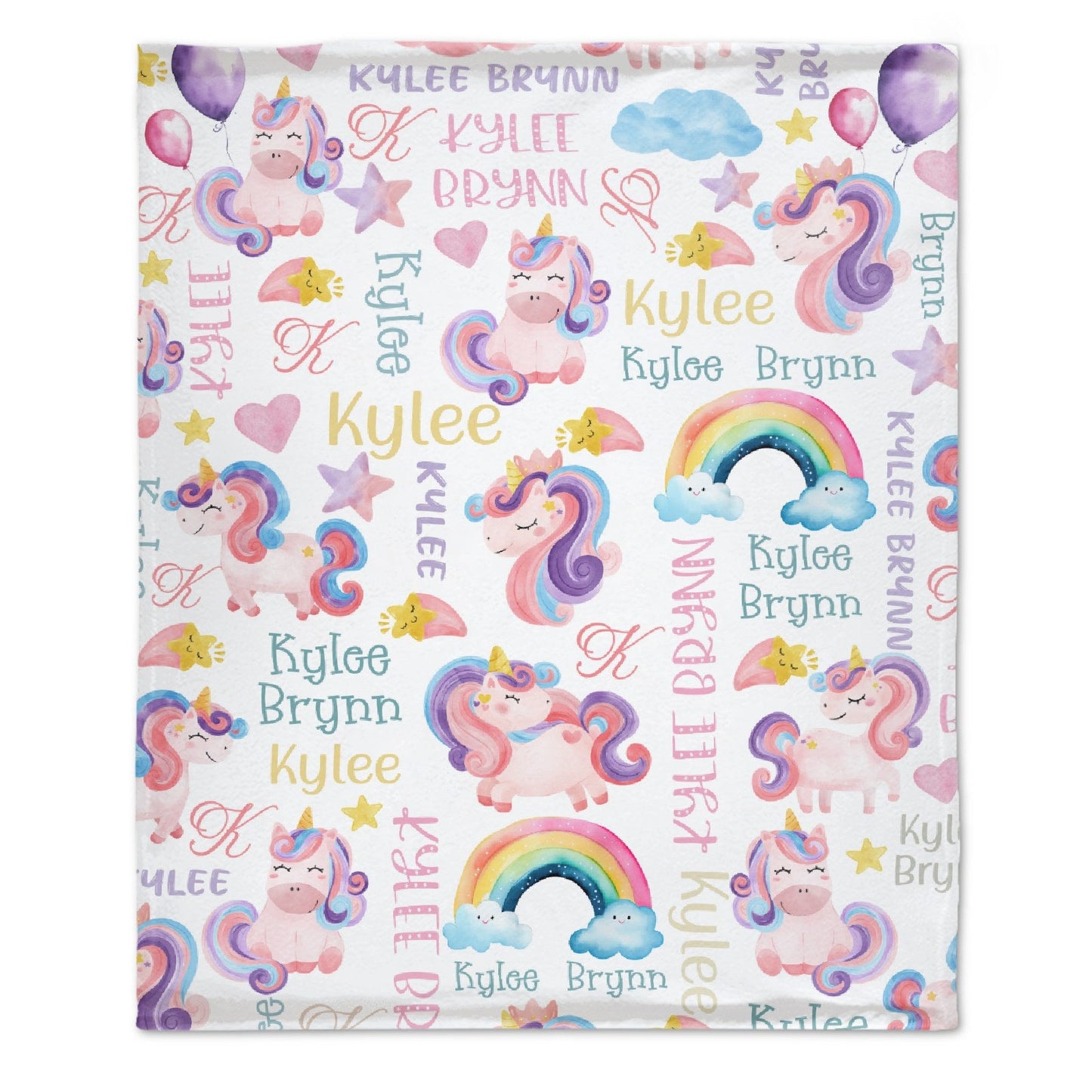 ️Rainbow Unicorn Baby Name Blanket