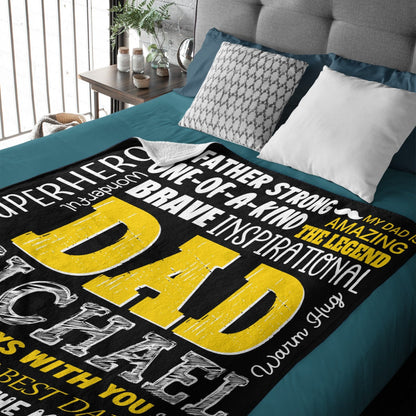 The Best Dad Name Custom Blanket - Gifts for Dad