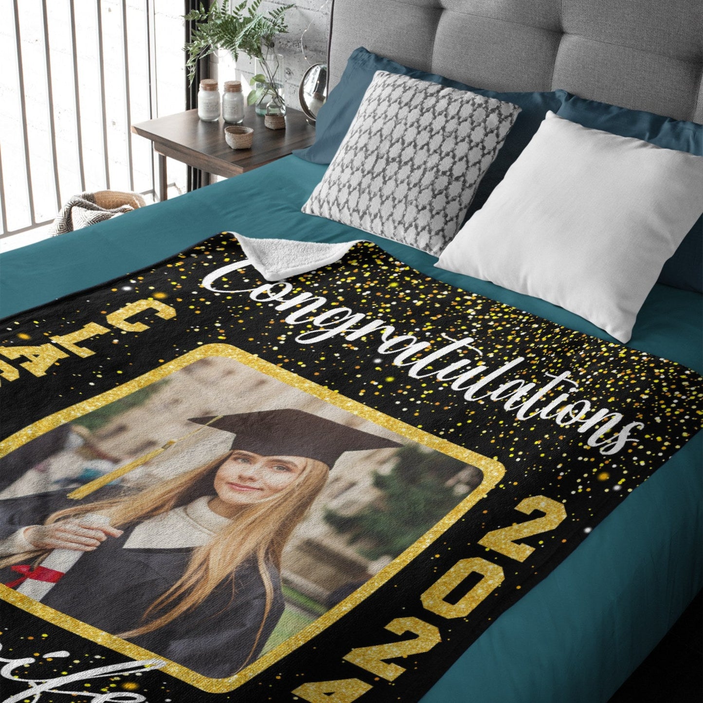 Personalized Graduation Blanket 2024 Custom Photo and Name Congratulations Graduation Gift