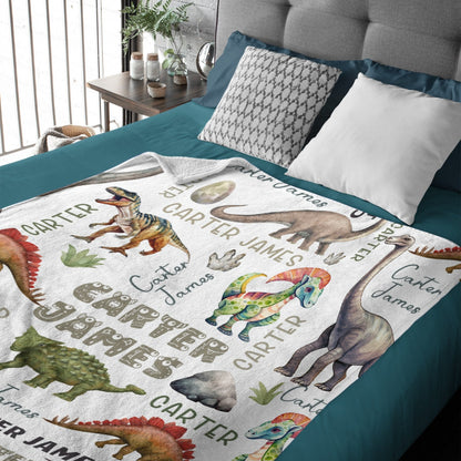 ️Personalized Dinosaur Baby Blanket-Customized Name for Kids