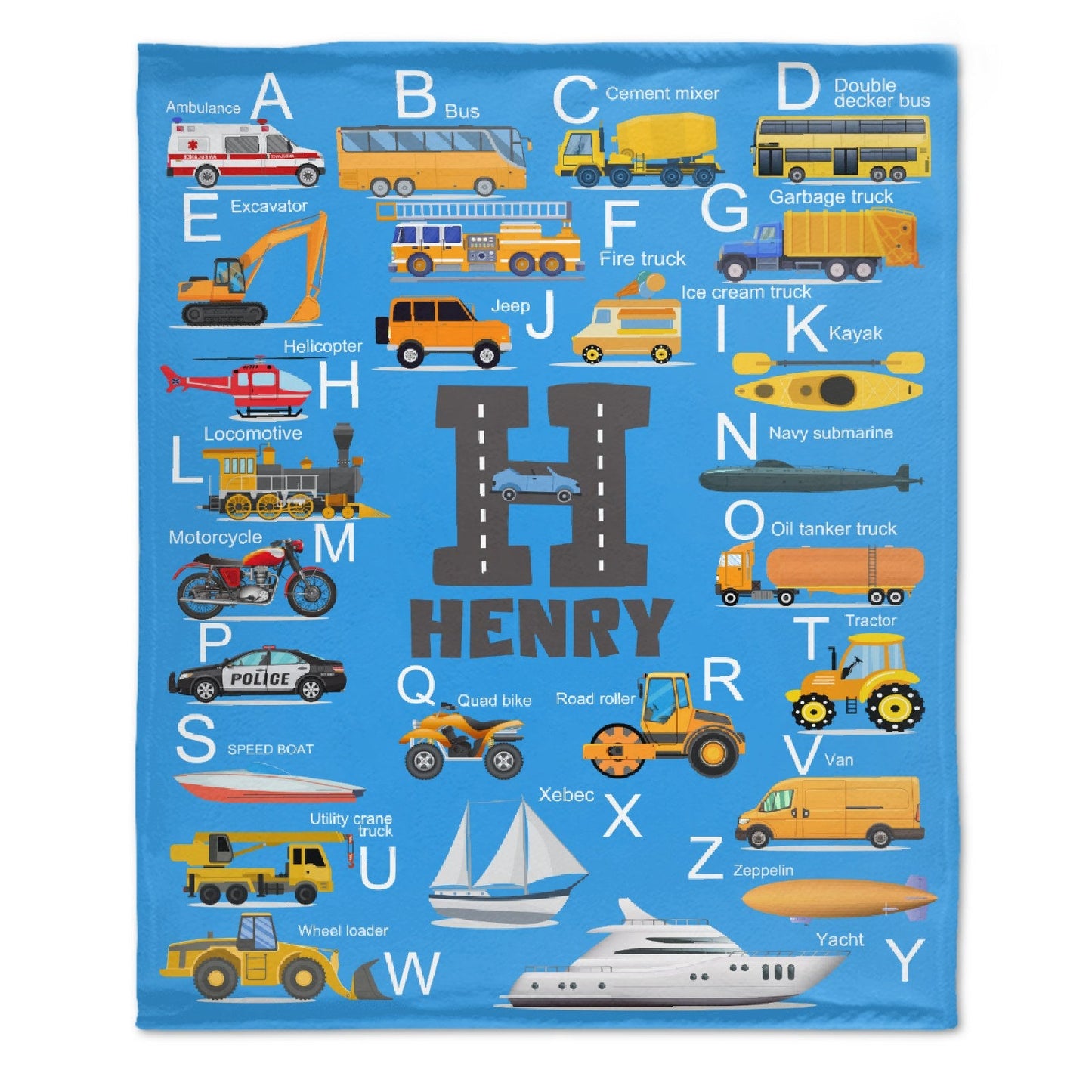 ️Personalized Engineering Vehicle Kids Blanket with Initials