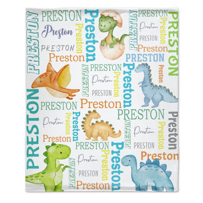 ️Personalized Baby Name blanket-Baby Dinosaur