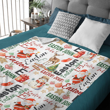 ️Personalized Christmas Baby Name Pattern Blanket