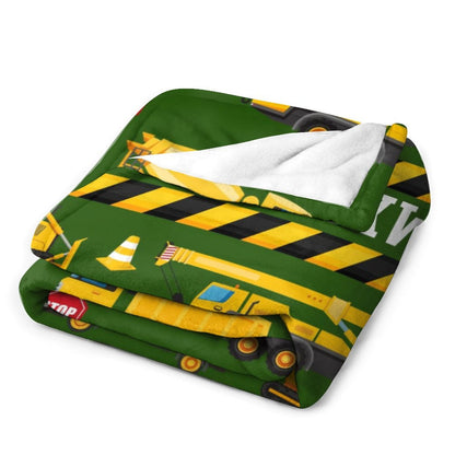 ️Personalized Name Custom Construction Vehicle Theme Blanket