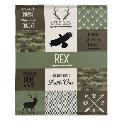 ️Personalized Hunting Theme Blanket - Baby Boys Blanket Newborn Baby Gift