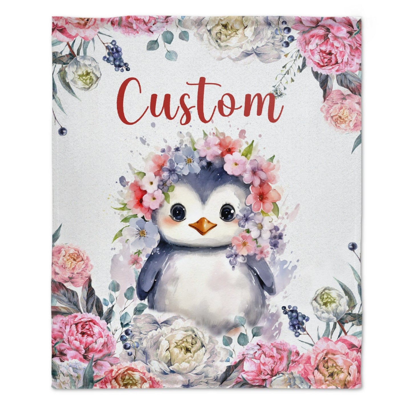 ️Name Custom Name Penguin Blanket Soft Plush Lightweight Throw Blanket