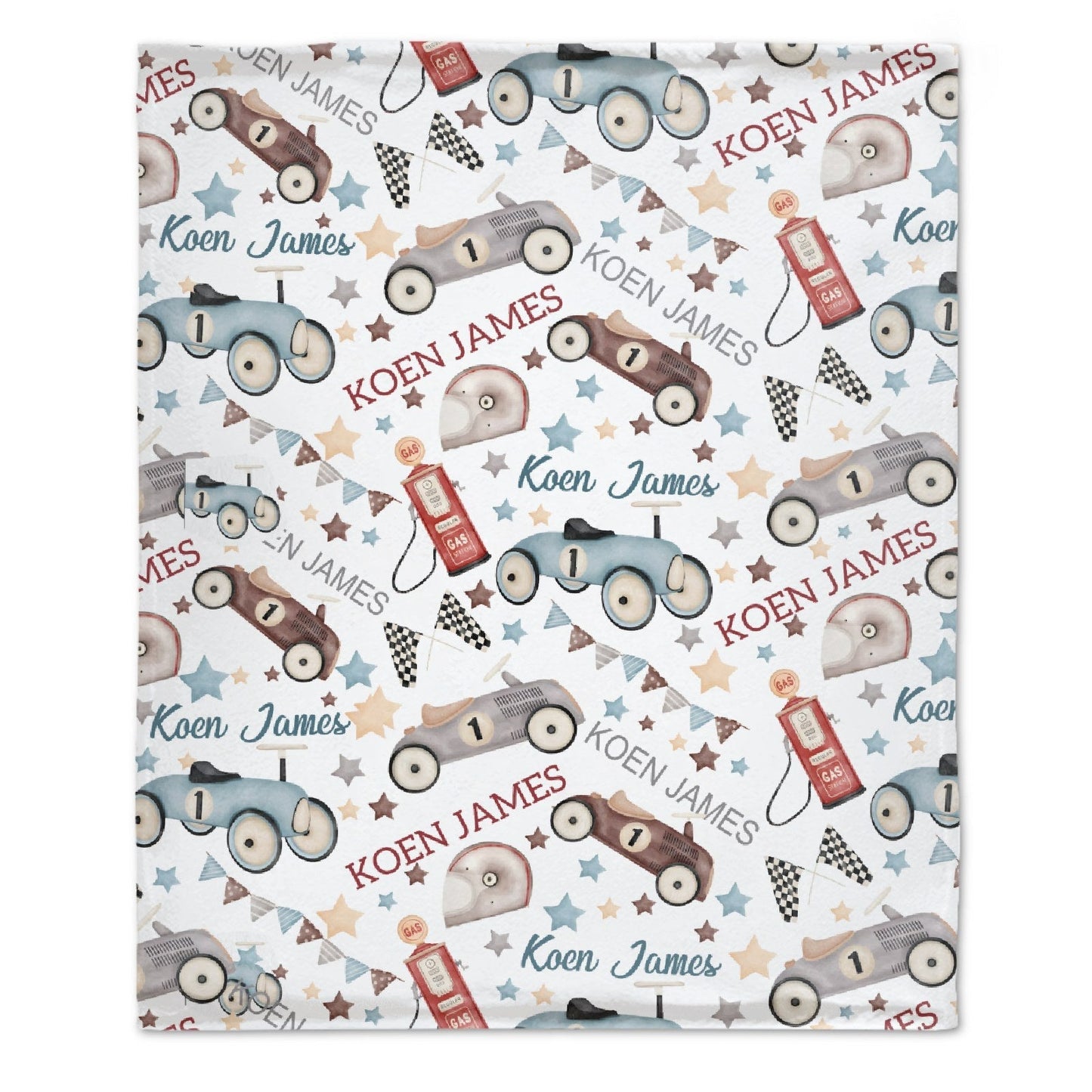 ️Personalized Vintage Toy Car Race car Baby Boy Blanket