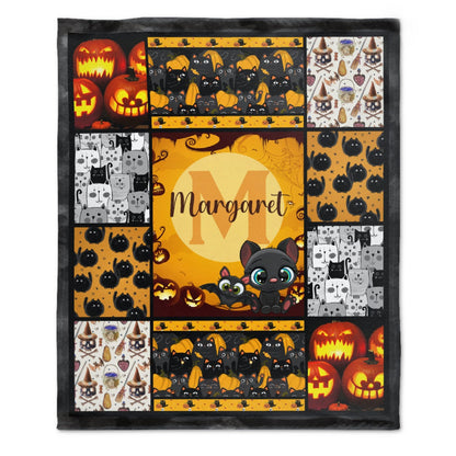 ️Personalized Halloween Pumpkin Name Blanket – Custom Name Baby Blanket