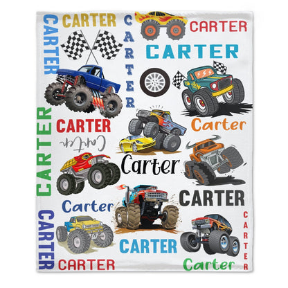 ️Personalized Name Customized Monster Truck Blanket