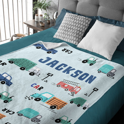 ️Personalized Name Custom Construction Truck Blanket