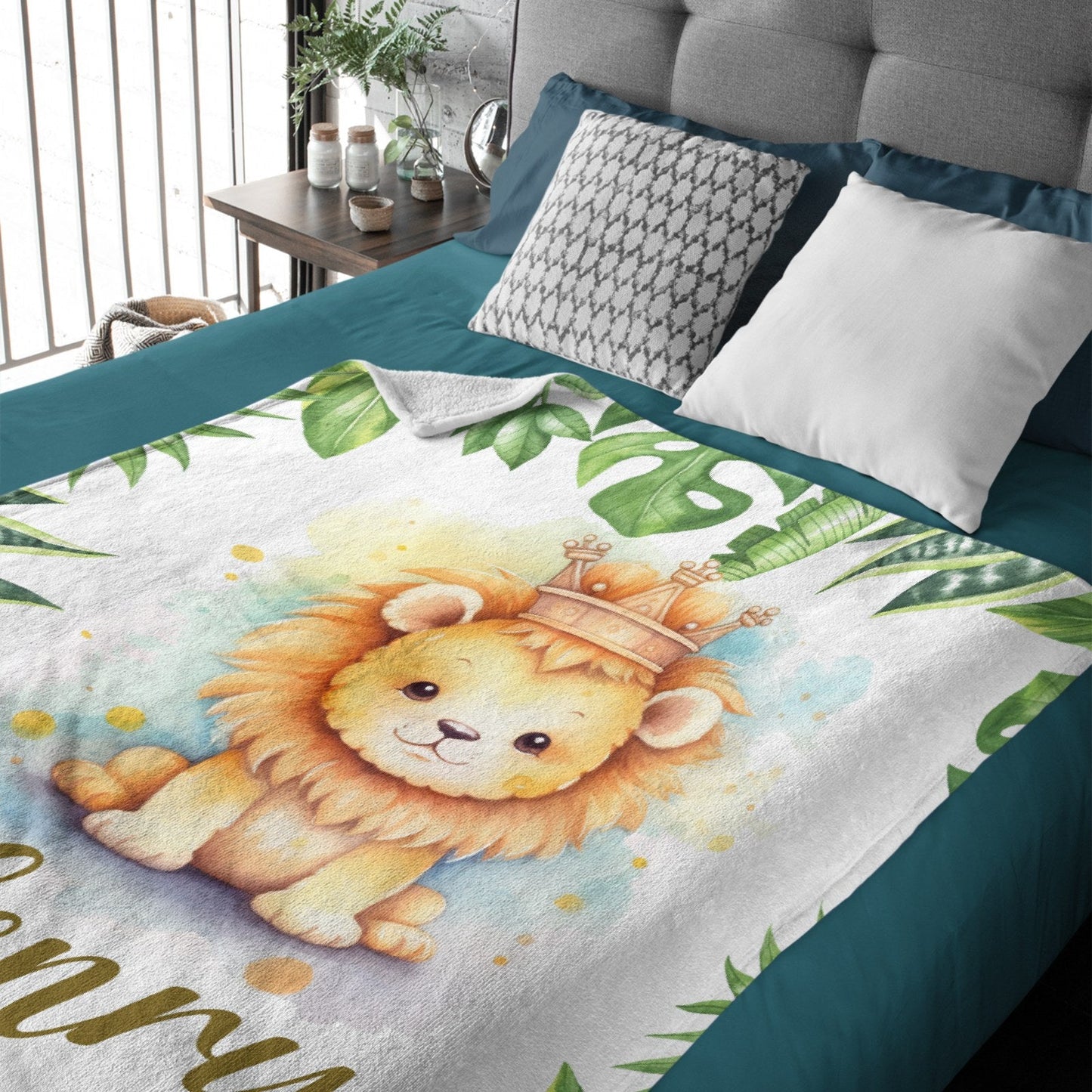 ️Personalized Customized Name Baby Blanket - Baby Lion