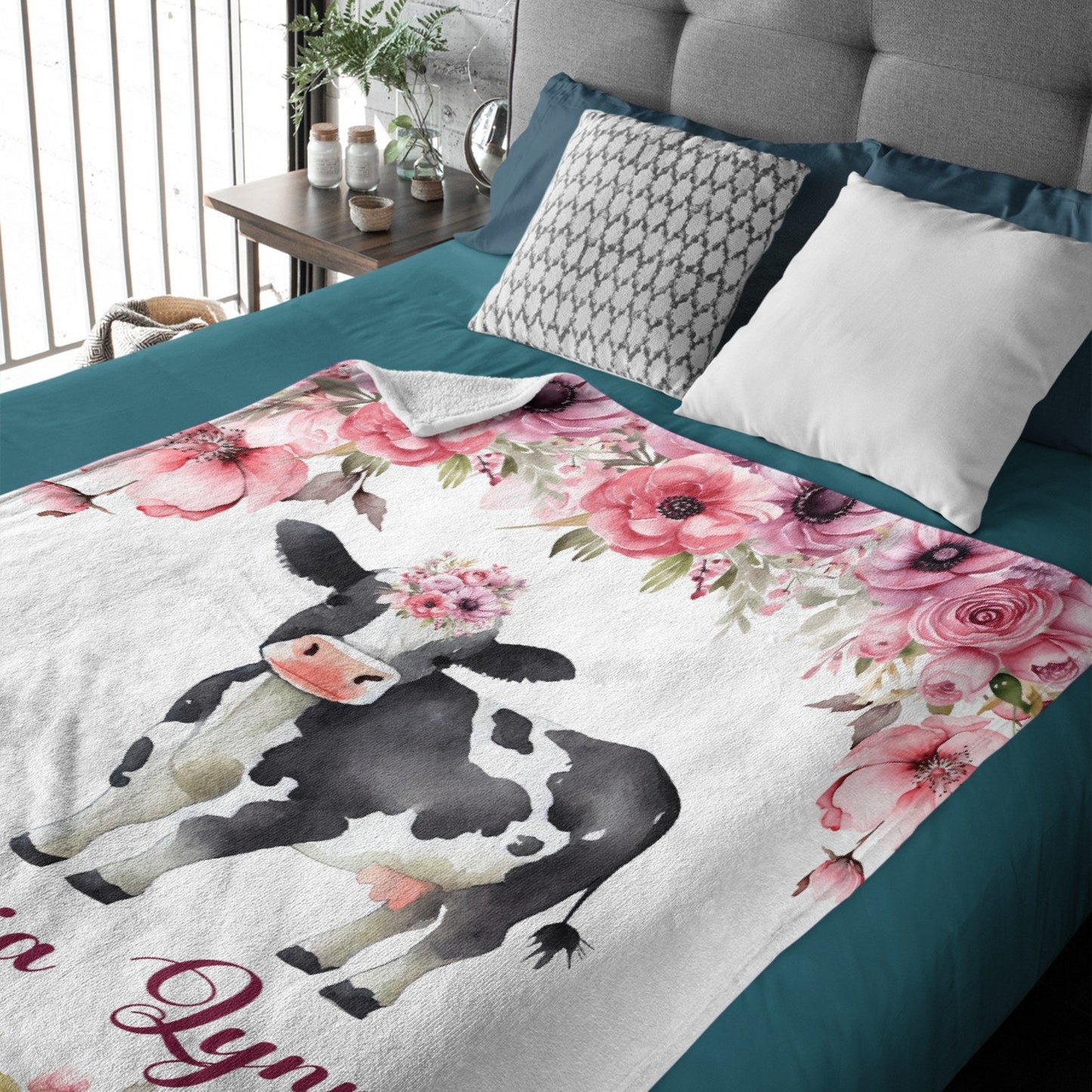 ️Personalized Baby Toddler Name Blanket-Farm Cow Animal