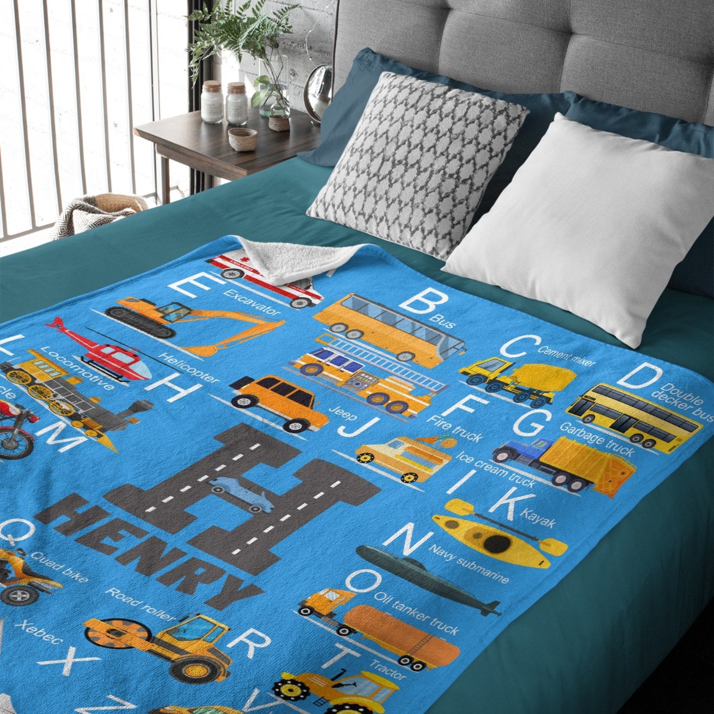 ️Personalized Engineering Vehicle Kids Blanket with Initials