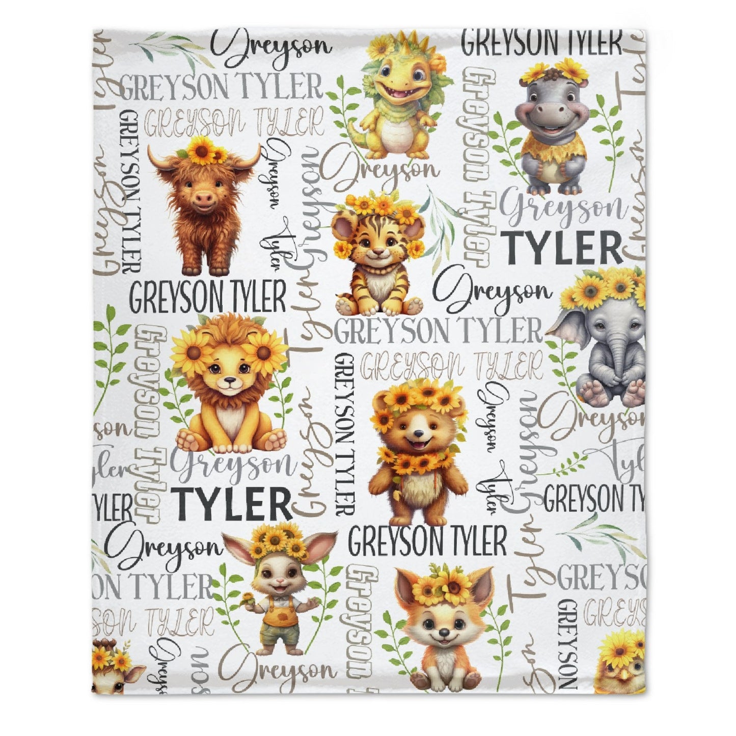 ️Personalized Forest Animal Name Custom Blanket