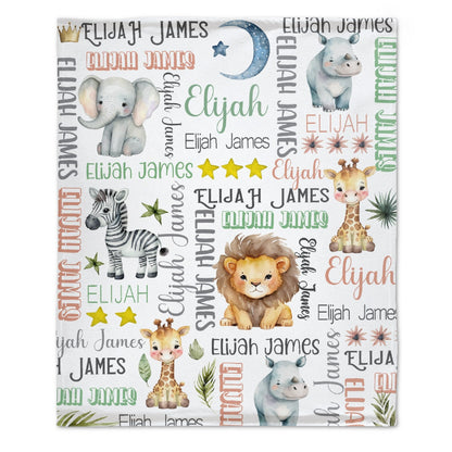 ️ Personalized Forest Animal Blanket