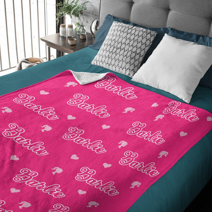 ️Girls Personalized Name Custom Pink Blanket