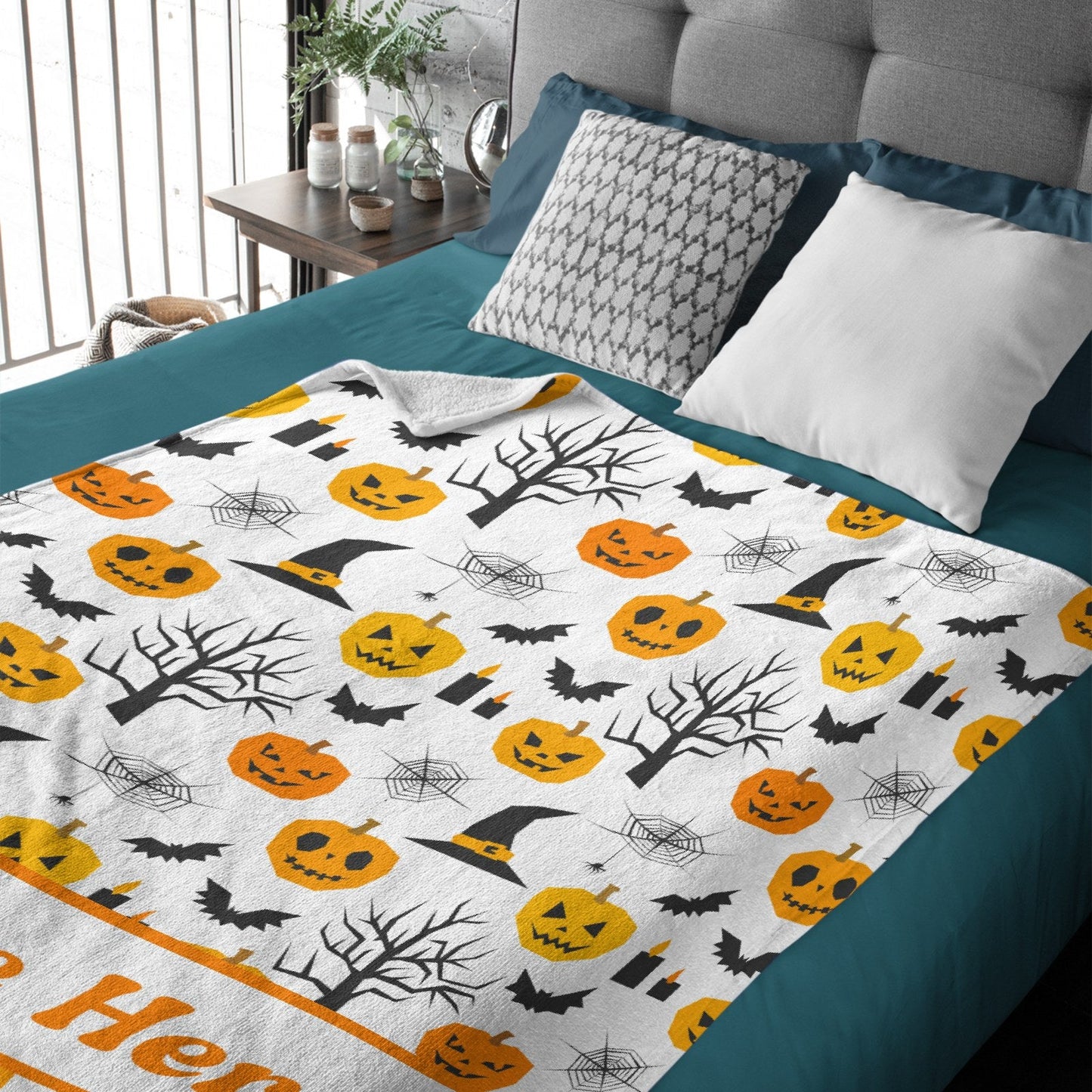 ️Custom Name with Pumpkin Blanket - Personalized Halloween Blanket