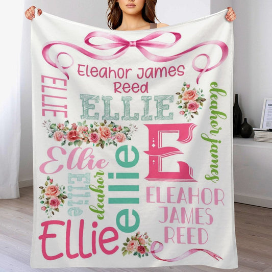 ️Personalized Custom Name Floral Baby Blanket