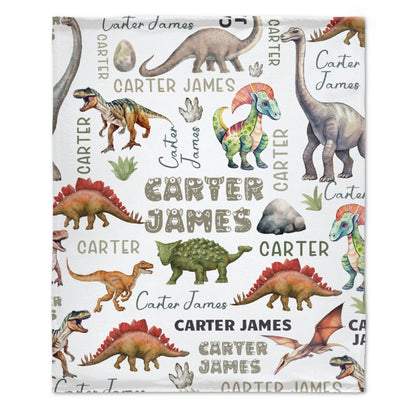 ️Personalized Dinosaur Baby Blanket-Customized Name for Kids