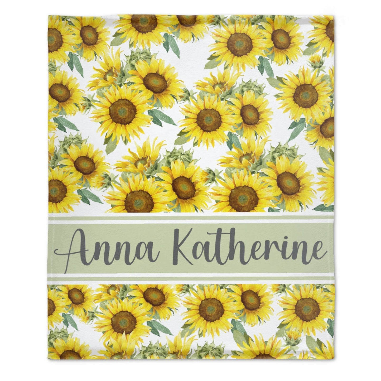 ️Sunflower Floral Personalized Name Baby Blanket