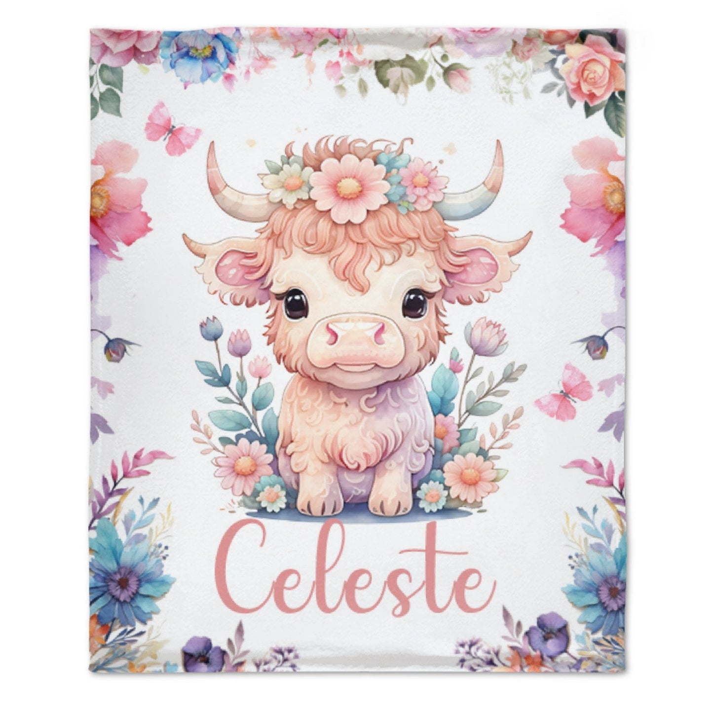 ️Custom Baby Name Cow Blanket Gift for Girls Boys