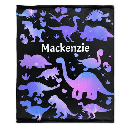 ️Personalized Custom Dinosaur Name Blanket for Girls Toddler Baby Kids