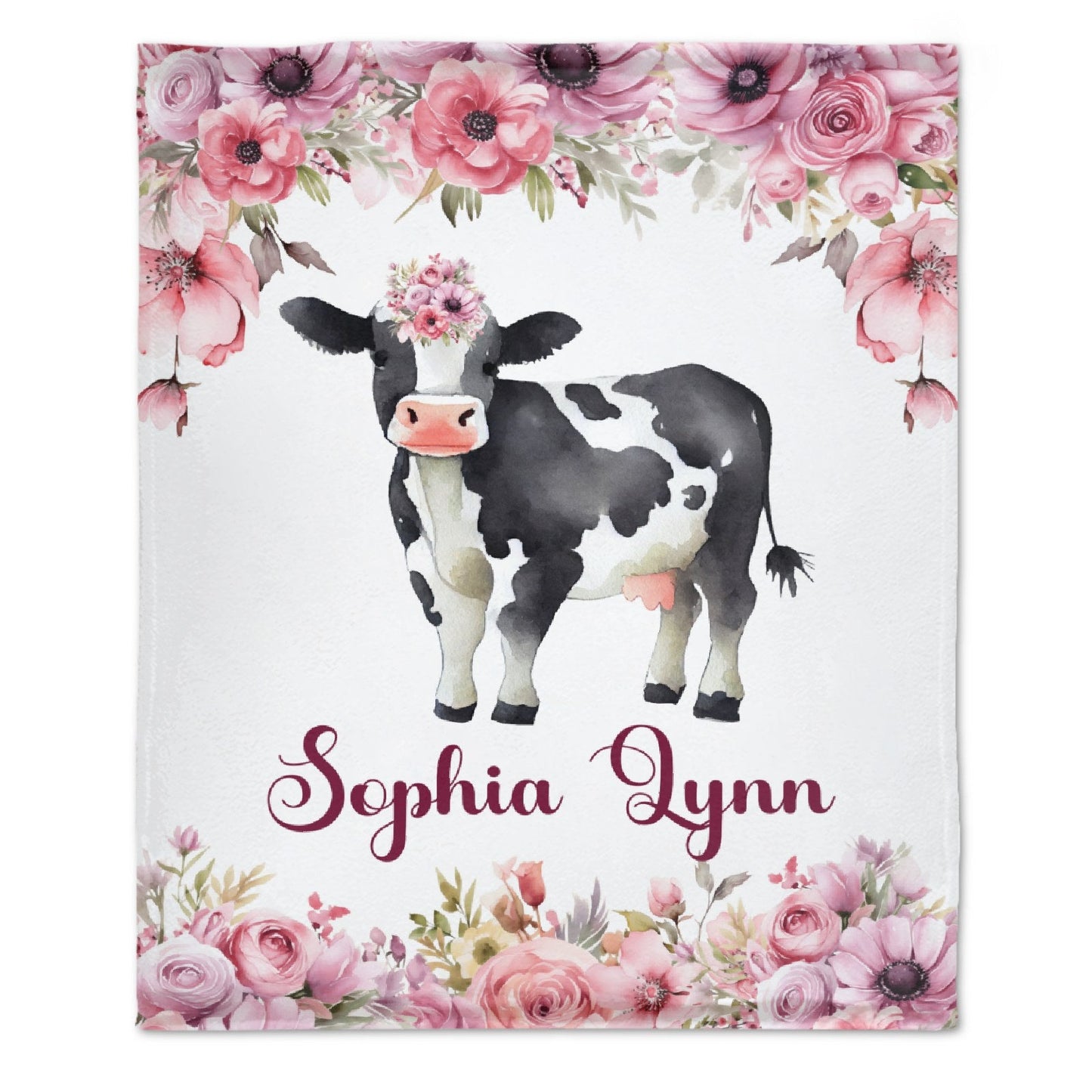 ️Personalized Baby Toddler Name Blanket-Farm Cow Animal