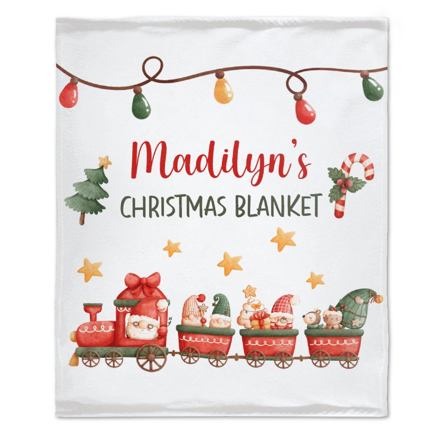 ️Personalized Christmas Santa Train kids Baby Blanket