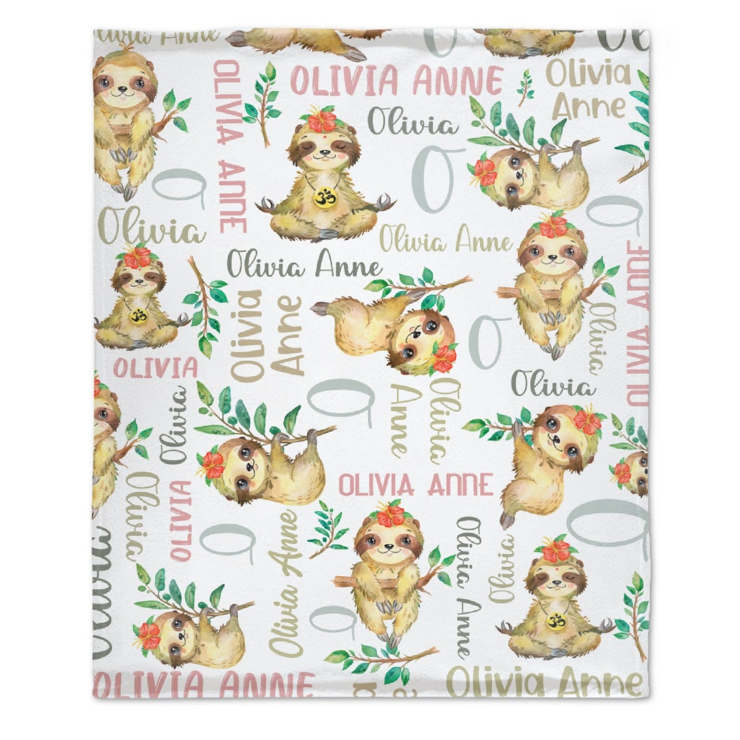 ️Animal Sloth Personalized Name Baby Blanket
