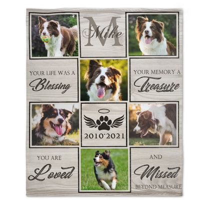 ️Custom Photo Dog Memorial Blanket - Pet Sympathy Gift