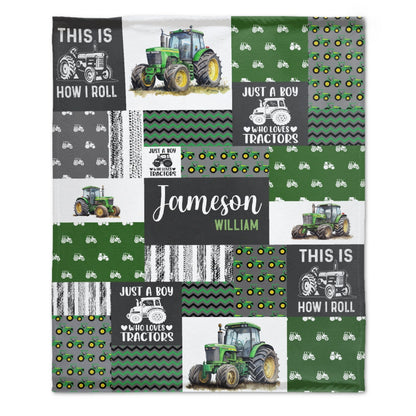 ️Custom Baby Name Blanket - Truck Tractors Blanket,  Gift Blanket For Boys - Blanket For Christmas